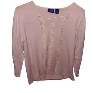 Hillard & Hanson Womens Ruffled Front Sweater